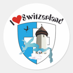 Schweiz Suisse Svizzera Svizra Switzerland Kleber Runder Aufkleber