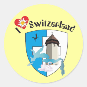 Schweiz Suisse Svizzera Svizra Switzerland Kleber Runder Aufkleber