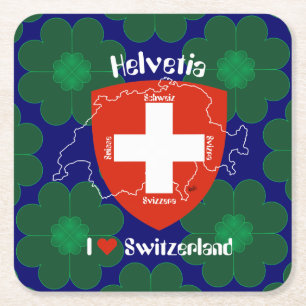 Schweiz Suisse Svizzera Svizra Switzerland Rechteckiger Pappuntersetzer
