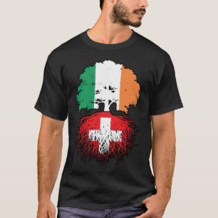 Schweiz Swiss Irish Ireland Tree Roots Flag T-Shirt