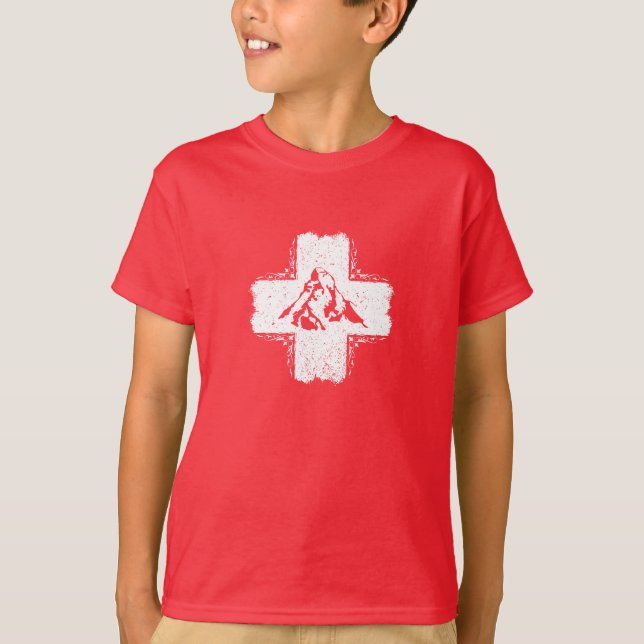 Schweiz T-Shirt - Schweizer Flagge Matterhorn (Vorderseite)