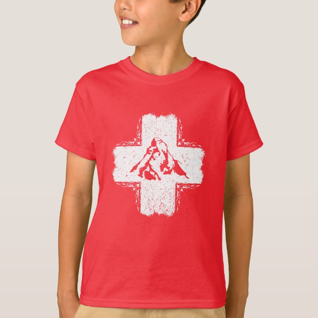 Schweiz T - Shirt - T - Shirt Schweiz Flagge (Vorderseite)