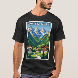 Schweiz Tal Landschaft Vintage Reise T-Shirt