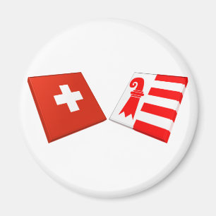 Schweiz- und Jura-Flaggen Magnet