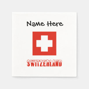 Schweiz und Schweizer Flagge mit Ihrem Namen Serviette