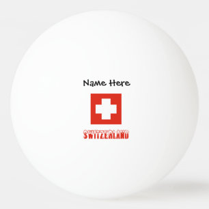 Schweiz und Schweizer Flagge mit Ihrem Namen Tischtennisball