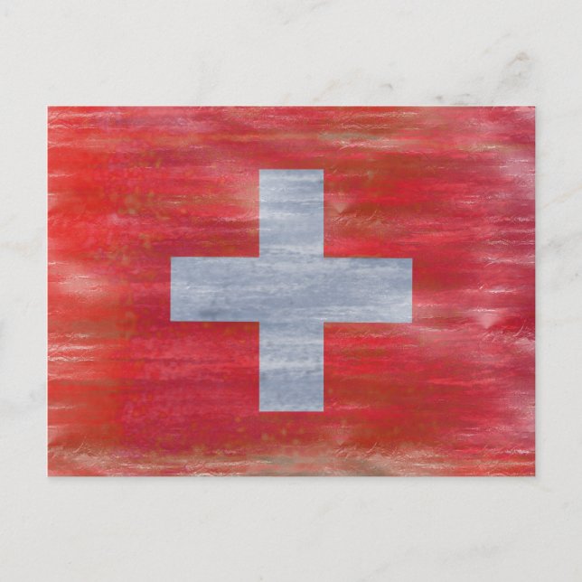 Schweiz unter Schweizer Flagge Postkarte (Vorderseite)