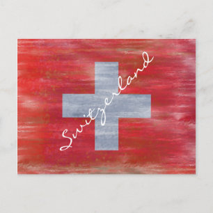 Schweiz unter Schweizer Flagge Postkarte