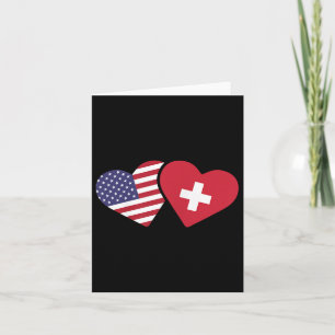 Schweiz USA Flaggen T Shirt Herz Schweiz Amerika Karte