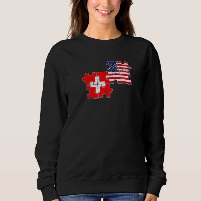 Schweiz USA Liebe Roots Schweizer Flagge Sweatshirt (Vorderseite)