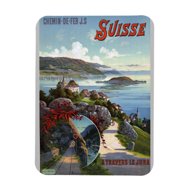 Schweiz Vintag Schweizer Tourismusplakat Magnet (Vertikal)