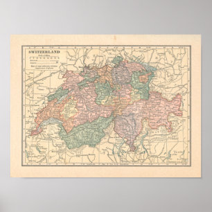 Schweiz Vintage 1923 Landkarte Druck Poster