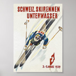Schweiz Vintages Skiposter Poster