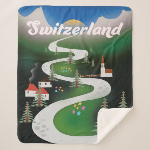 Schweiz Vintages Urlaubsplakat Sherpadecke