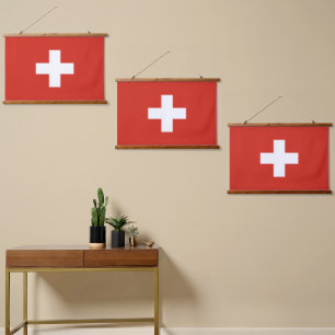 Schweiz Wandteppich Mit Holzrahmen