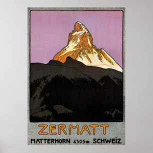Schweiz Zermatt Vintage Travel Poster wiederherges