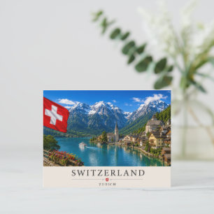 Schweiz Zürich Reiseplakat Malerische Alpen Feiertagspostkarte