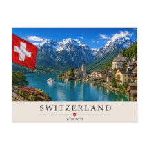 Schweiz Zürich Reiseplakat | Malerische Alpen