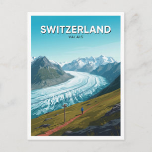 Schweizer Alpen, Aletschgletscher Panoramaweg Fies Postkarte