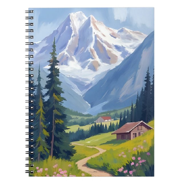 Schweizer Alpen Berghang Schweiz Kunst Notizblock (Vorderseite)