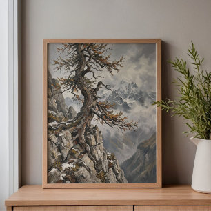 Schweizer Alpen Eiger Lärchenbaum Kunst Leinwanddruck