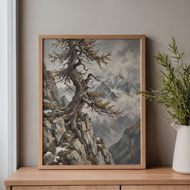 Schweizer Alpen Eiger Lärchenbaum Kunst Leinwanddruck (Von Creator hochgeladen)