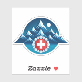 Schweizer Alpen-Illustration Aufkleber