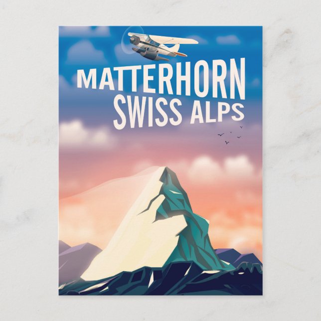 Schweizer Alpen Matterhorn Reiseplakat Postkarte (Vorderseite)