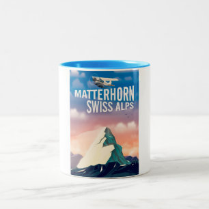 Schweizer Alpen Matterhorn Reiseplakat Zweifarbige Tasse