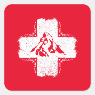 Schweizer Alpen Matterhorn - Schweiz Quadratischer Aufkleber