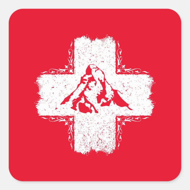 Schweizer Alpen Matterhorn - Schweiz  Quadratischer Aufkleber (Vorderseite)
