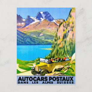 Schweizer Alpen mit dem Bus, Vintage-Reise Postkarte