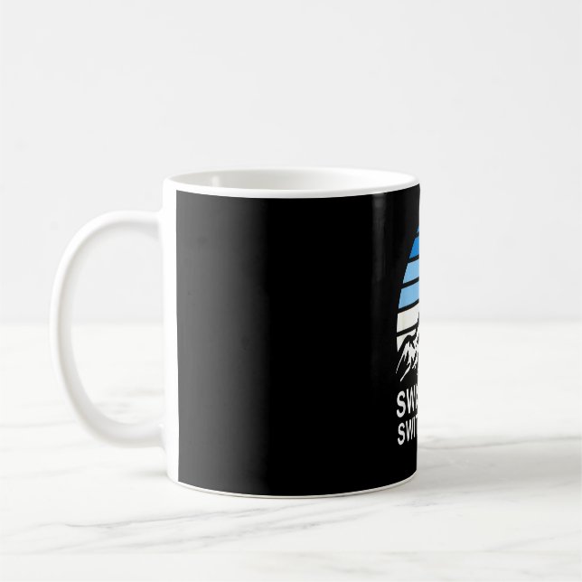 Schweizer Alpen Retro-Bergszene mit gestreiftem Hi Kaffeetasse (Links)