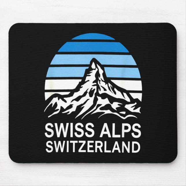 Schweizer Alpen Retro-Bergszene mit gestreiftem Hi Mousepad (Vorne)