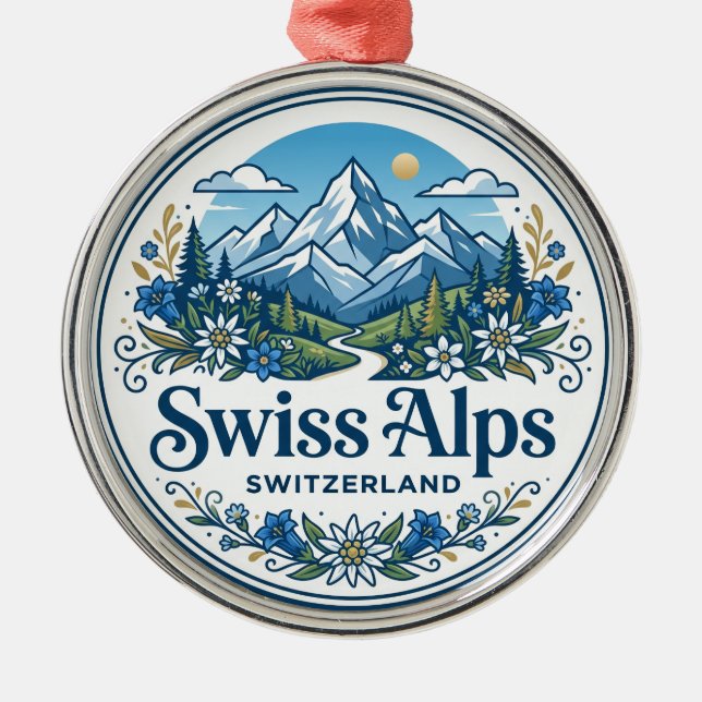 Schweizer Alpen Schweiz Ornament Aus Metall (Vorne)