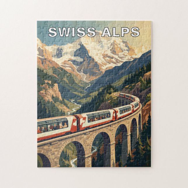 Schweizer Alpen Schweiz Reisen Zug Puzzle (Vertikal)