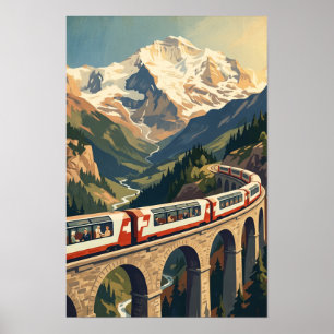 Schweizer Alpen Schweiz Reisezug Vintage Poster