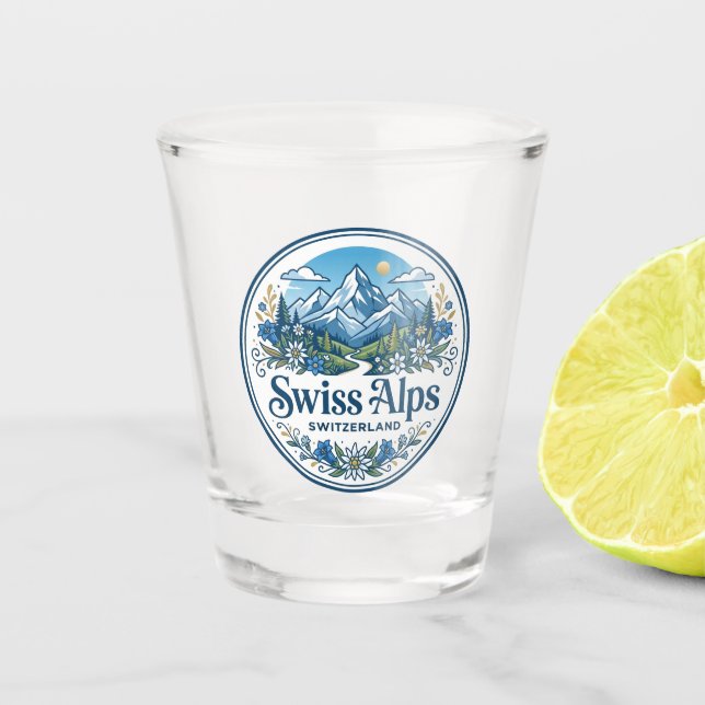 Schweizer Alpen Schweiz Schnapsglas (Vorderseite)