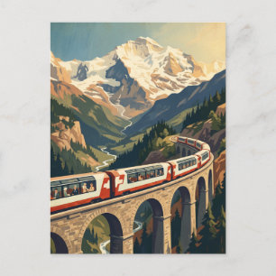 Schweizer Alpen Schweiz Vintage Reisezug Postkarte