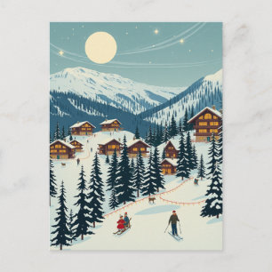 Schweizer Alpen Ski Dorf Winter Berg Reise Postkarte