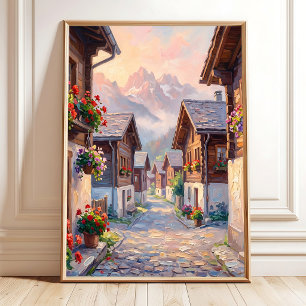 Schweizer Alpen-Sonnenaufgang-Leinwanddruck Poster