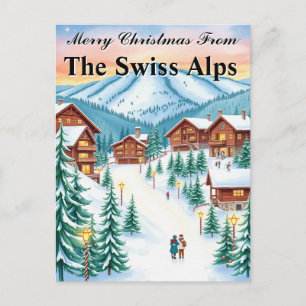 Schweizer Alpen Weihnachten Gemütliches Bergchalet Postkarte