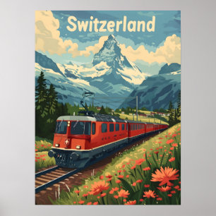 Schweizer Alpenbahn - Reise Poster