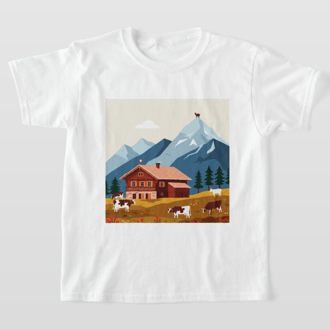 Schweizer Alpenszene T-Shirt (Ablage )