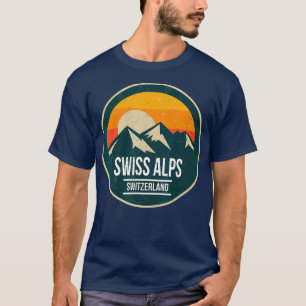 SCHWEIZER ALPS-SCHWEIZ Vintager GebirgsSunset T-Shirt