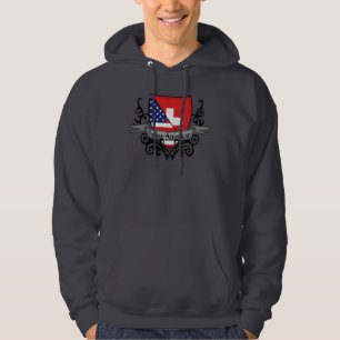 Schweizer-Amerikanische Schild-Flagge Hoodie