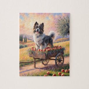 Schweizer Berghund stehend in Apfelkarren Puzzle