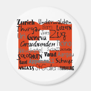 Schweizer Bezirk-Fahrwerk-Knopf Magnet