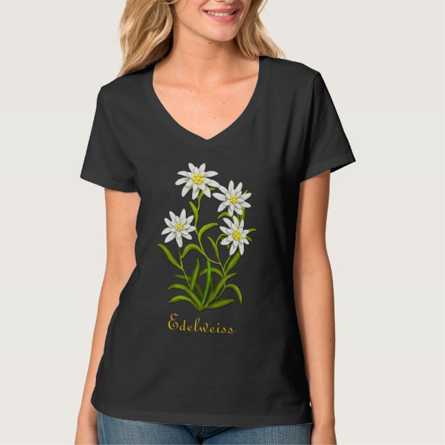 Schweizer Edelweiss alpines Blumen-Shirt T-Shirt (Vorderseite)