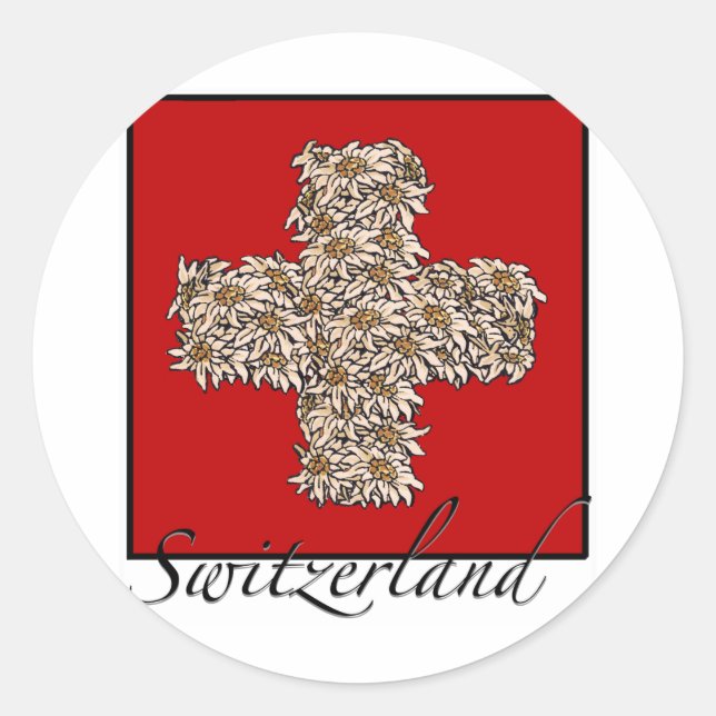 Schweizer Edelweiss Kreuz Runder Aufkleber (Vorderseite)